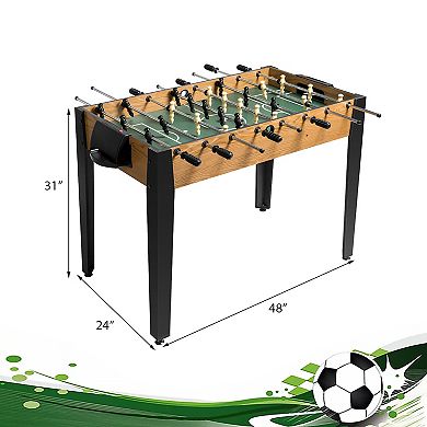48 Inch Foosball Table With Ergonomic Handles And Manual Scorers