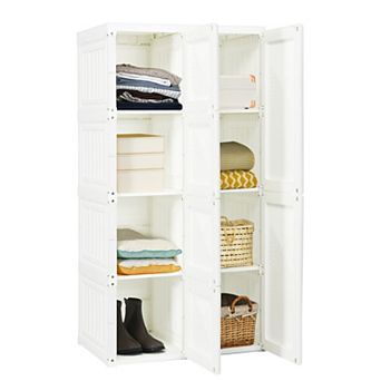 Foldable Armoire Wardrobe Closet with 8 Cubby Compartments