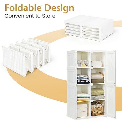 Foldable Armoire Wardrobe Closet with 8 Cubby Compartments