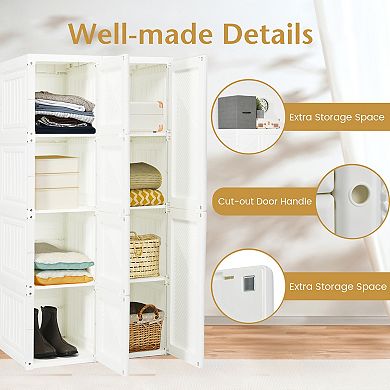 Foldable Armoire Wardrobe Closet with 8 Cubby Compartments