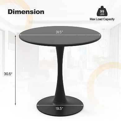 31.5 Inch Round Dining Table with Non-Slip Base and Modern Design Black