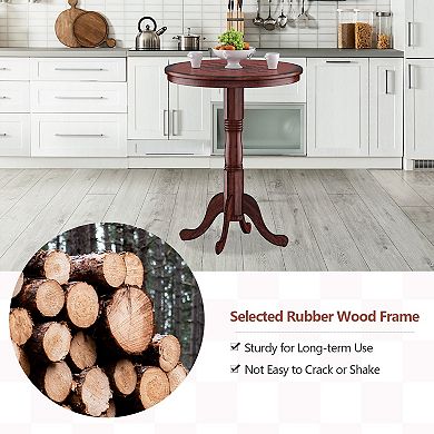 42 Inch Round Pub Table With Built In Chessboard Wood Pedestal