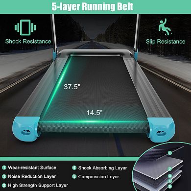 Blue Folding Compact Electric Walking Treadmill with APP Control