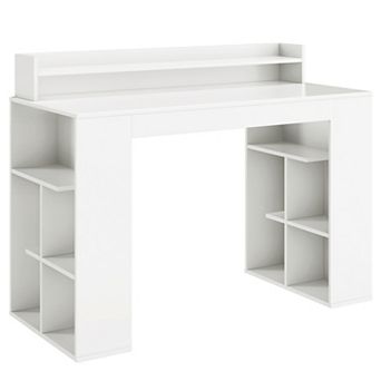 Computer Desk With Bookshelves and Monitor Shelf Home Office Workstation