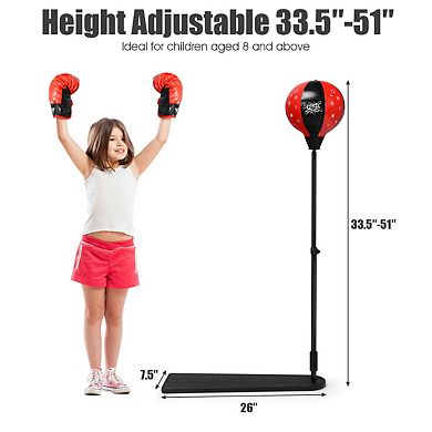Kids Punching Bag Set with Adjustable Stand and Gloves