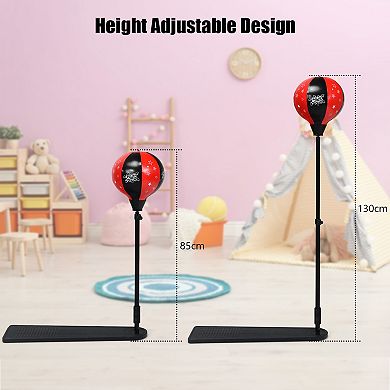 Kids Punching Bag Set with Adjustable Stand and Gloves