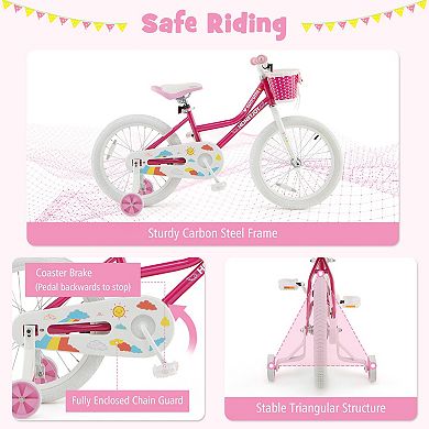 18 Inch Kids Bike with Training Wheels for Ages 6 to 8