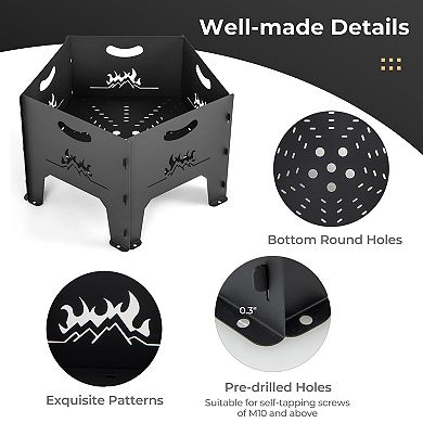 19-Inch Foldable Portable Fire Pit with Carry Bag