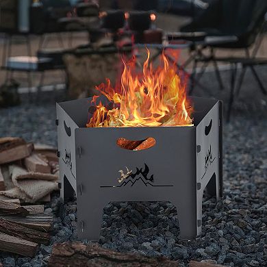 19-Inch Foldable Portable Fire Pit with Carry Bag