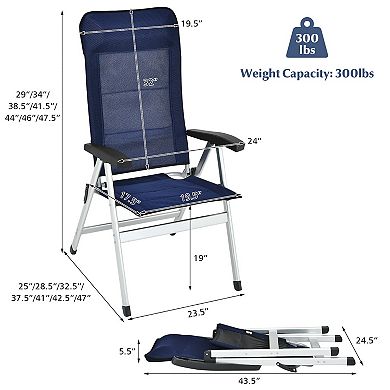Folding Camping Cot with Storage Pocket and Detachable Headrest - Blue