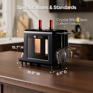 3-in-1 Wine Chiller Set,2-Bottle Electric Cellar, Auto Opener & Crystal Glasses,Gift Set