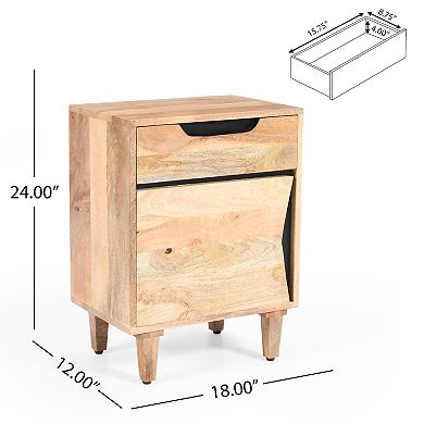 Solid Wood Modern Nightstand from India