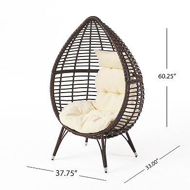 CUTTER Teardrop Patio Chair with Water Resistant Cushion-Multi-Brown Beige