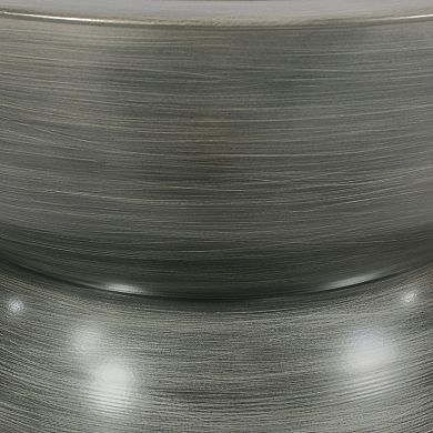 Sparling Modern Iron Hourglass Coffee Table with Lipped Edge in Antique Silver Finish