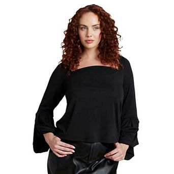 ELOQUII Women's Plus Size Draped Cuff Top