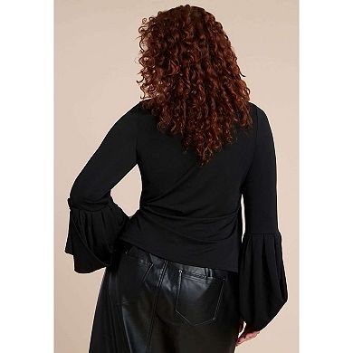 ELOQUII Women's Plus Size Draped Cuff Top