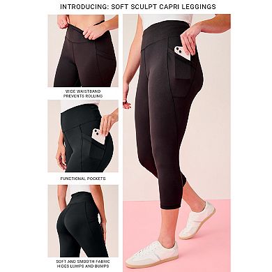 Roaman's Women's Plus Size Soft Sculpt Side-Pocket Capri Legging