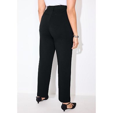 Catherines Women's Plus Size Petite Straight Leg Ponte Pant
