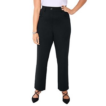 Catherines Women's Plus Size Petite Straight Leg Ponte Pant