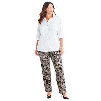 Catherines Women's Plus Size Petite Straight Leg Ponte Pant