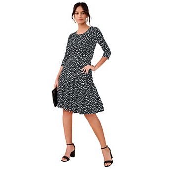 Roaman's Women's Plus Size Stretch Knit Fit-And-Flare Dress