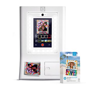 HP Sprocket Photo Booth + 110 3x4 Zink Paper Sheets, Digital Instant Color Photo Printer