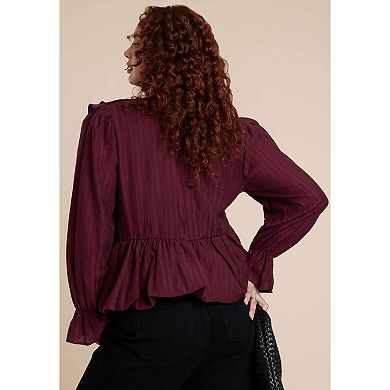 ELOQUII Women's Plus Size Romantic Ruffle Blouse
