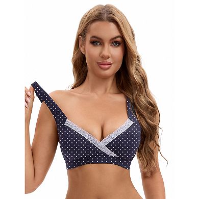 2 Packs Women's Lace Crossover Wirefree Sleep Breastfeeding Soft Cup Nursing Bras