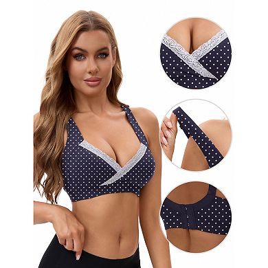 2 Packs Women's Lace Crossover Wirefree Sleep Breastfeeding Soft Cup Nursing Bras