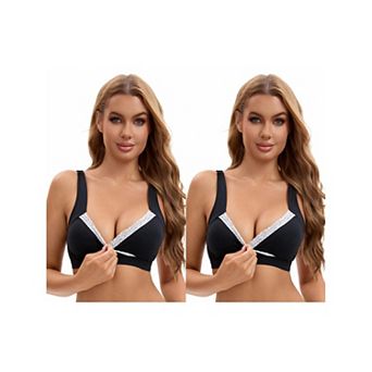 2 Packs Women's Lace Crossover Wirefree Sleep Breastfeeding Soft Cup Nursing Bras