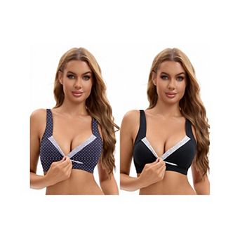 2 Packs Women's Lace Crossover Wirefree Sleep Breastfeeding Soft Cup Nursing Bras