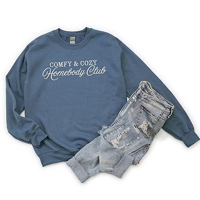 Embroidered Comfy & Cozy Homebody Club - Women's Graphic Sweatshirt