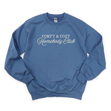 Embroidered Comfy & Cozy Homebody Club - Women's Graphic Sweatshirt
