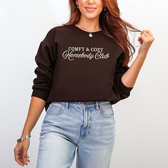 Embroidered Comfy & Cozy Homebody Club - Women's Graphic Sweatshirt
