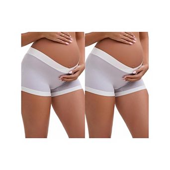 2 Packs Women's Low Waist Under the Bump Maternity BoyShorts Pregnancy Seamless Ladies Panties
