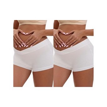 2 Packs Women's Low Waist Under the Bump Maternity BoyShorts Pregnancy Seamless Ladies Panties