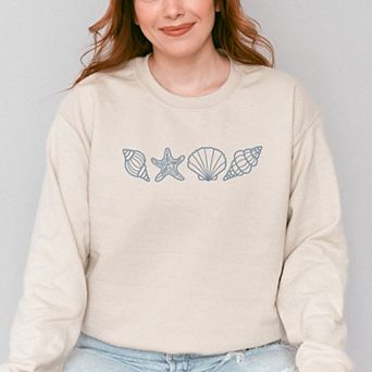 Embroidered Seashells - Women's Graphic Sweatshirt