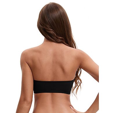 2 Packs Women's Front Closure Strapless Wirefree Bandeau Non-Slip Tube Top Bras