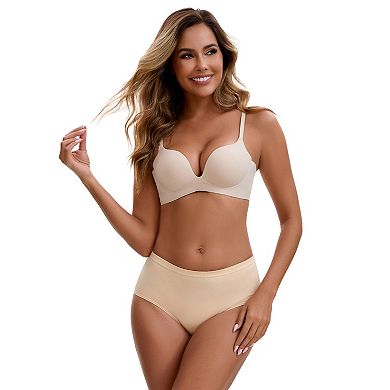 2 Packs Women's Mid-Waisted Loose Elastic Waistband Full Coverage Comfortable Classic Briefs