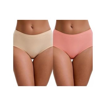 2 Packs Women's Mid-Waisted Loose Elastic Waistband Full Coverage Comfortable Classic Briefs