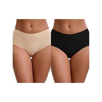 2 Packs Women's Mid-Waisted Loose Elastic Waistband Full Coverage Comfortable Classic Briefs