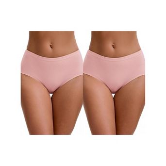2 Packs Women's Mid-Waisted Loose Elastic Waistband Full Coverage Comfortable Classic Briefs