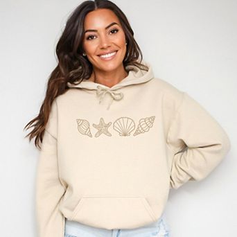 Embroidered Seashells - Women's Graphic Hoodie