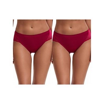 2 Packs Women's Lace Mid-Waisted Full Coverage Briefs HI-Cut Leak Proof Ladies Underpants