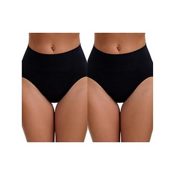 2 Packs Women's High Waist Tummy Slimming Elastic Waistband Briefs Hi-Cut Hip Lifter Underwear
