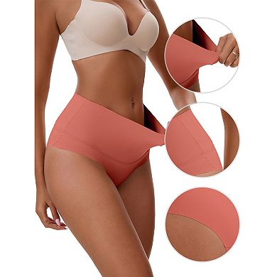 2 Packs Women's High Waist Tummy Control Full Coverage Briefs Breathable and Comfortable Panties
