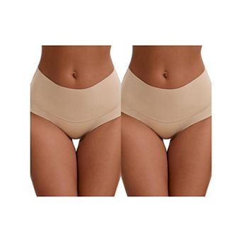 2 Packs Women's High Waist Tummy Control Full Coverage Briefs Breathable and Comfortable Panties