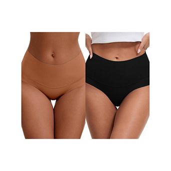 2 Packs Women's High Waist Tummy Control Full Coverage Briefs Breathable and Comfortable Panties