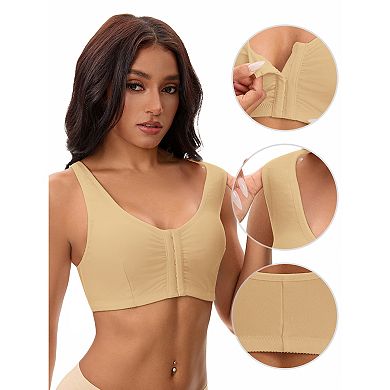 2 Packs Women's Front Closure Adjustable Strap Wirefree Full Coverage Soft Workout Bras