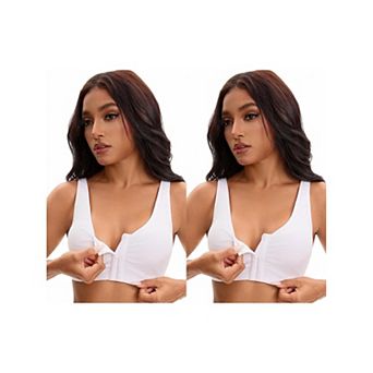 2 Packs Women's Front Closure Adjustable Strap Wirefree Full Coverage Soft Workout Bras